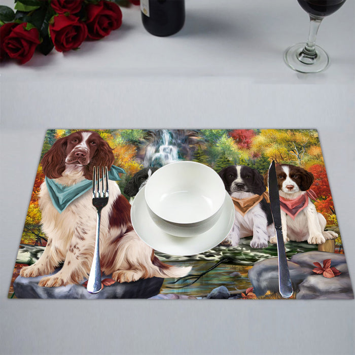 Scenic Waterfall Springer Spaniel Dogs Placemat