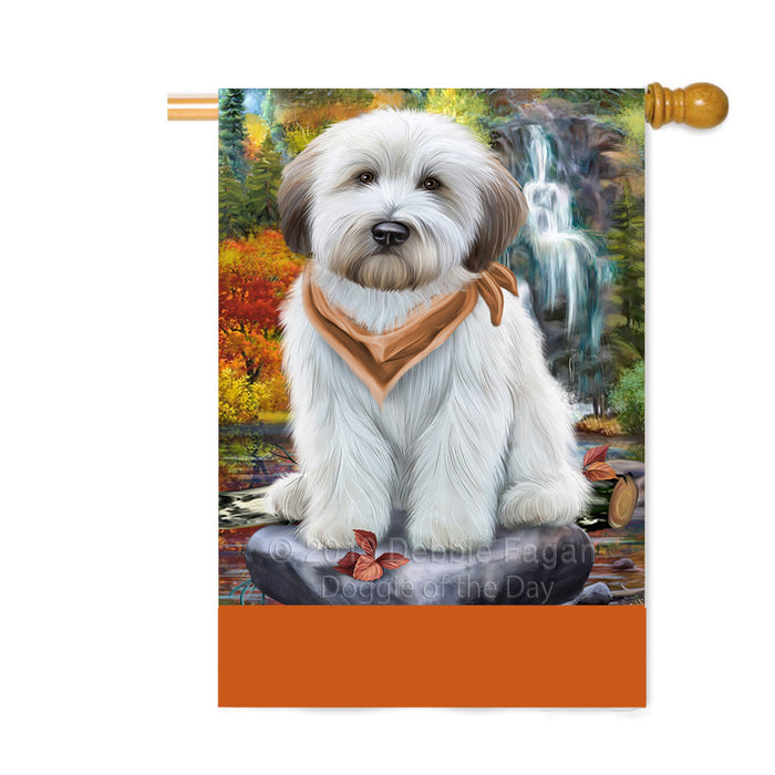 Personalized Scenic Waterfall Wheaten Terrier Dog Custom House Flag FLG-DOTD-A61226