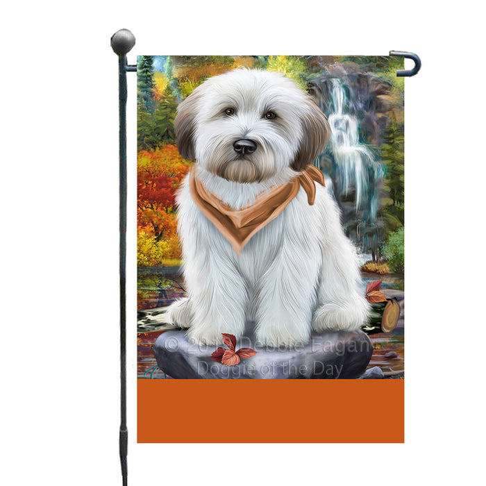 Personalized Scenic Waterfall Wheaten Terrier Dog Custom Garden Flags GFLG-DOTD-A61170