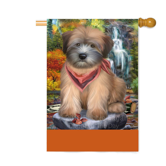 Personalized Scenic Waterfall Wheaten Terrier Dog Custom House Flag FLG-DOTD-A61227