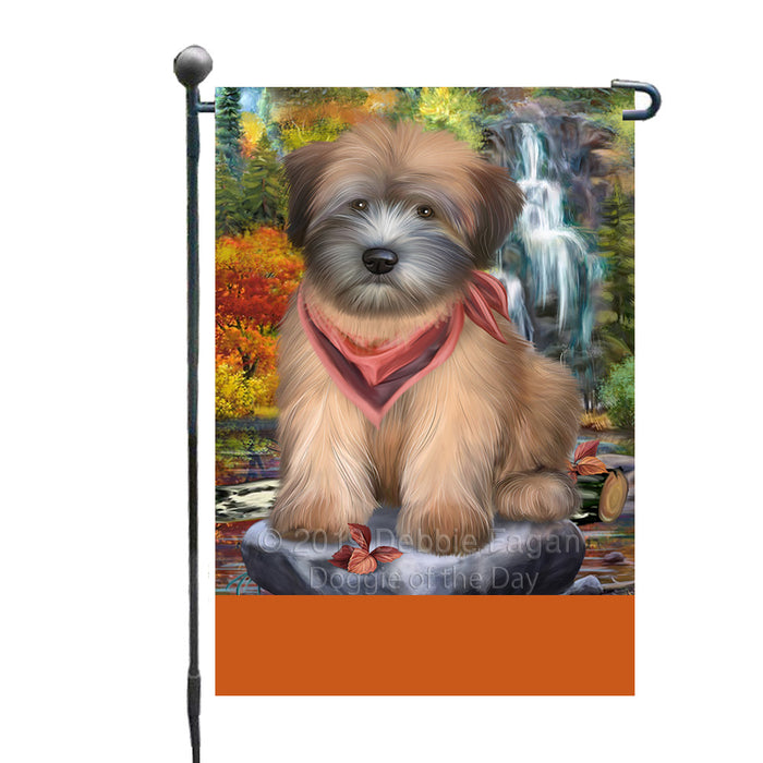 Personalized Scenic Waterfall Wheaten Terrier Dog Custom Garden Flags GFLG-DOTD-A61171