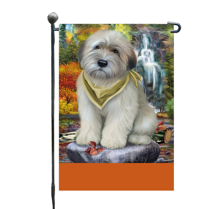 Personalized Scenic Waterfall Wheaten Terrier Dog Custom Garden Flags GFLG-DOTD-A61172