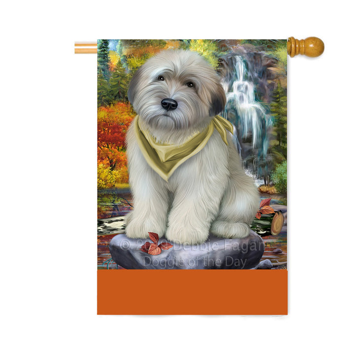 Personalized Scenic Waterfall Wheaten Terrier Dog Custom House Flag FLG-DOTD-A61228