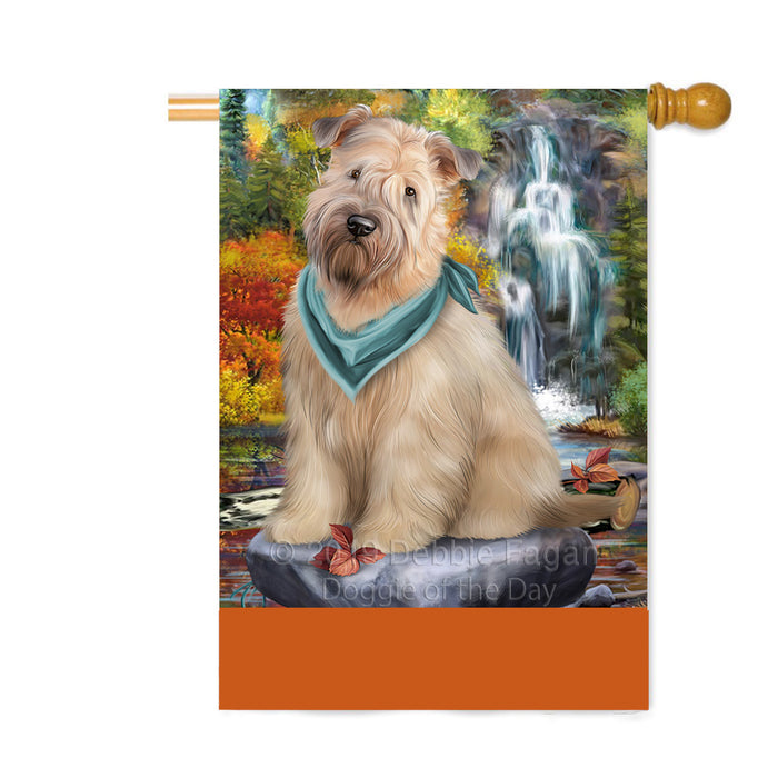 Personalized Scenic Waterfall Wheaten Terrier Dog Custom House Flag FLG-DOTD-A61229