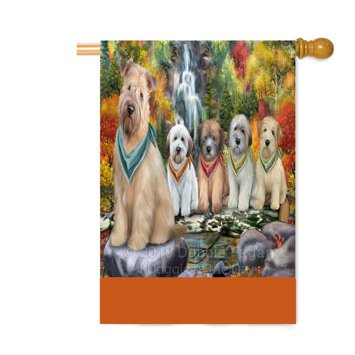 Personalized Scenic Waterfall Wheaten Terrier Dogs Custom House Flag FLG-DOTD-A61225