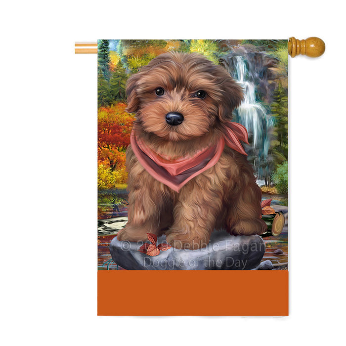 Personalized Scenic Waterfall Yorkipoo Dog Custom House Flag FLG-DOTD-A61232