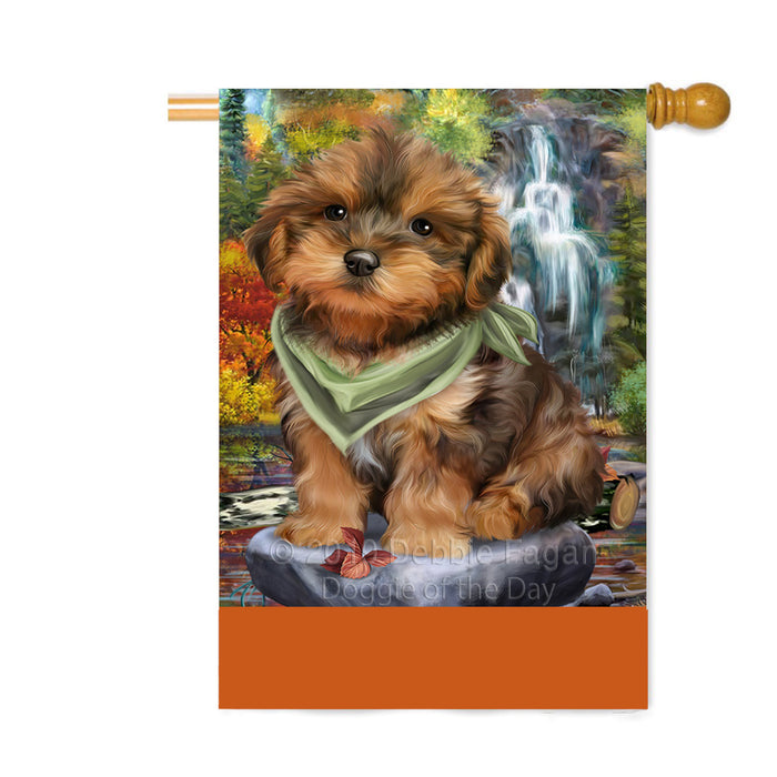 Personalized Scenic Waterfall Yorkipoo Dog Custom House Flag FLG-DOTD-A61233