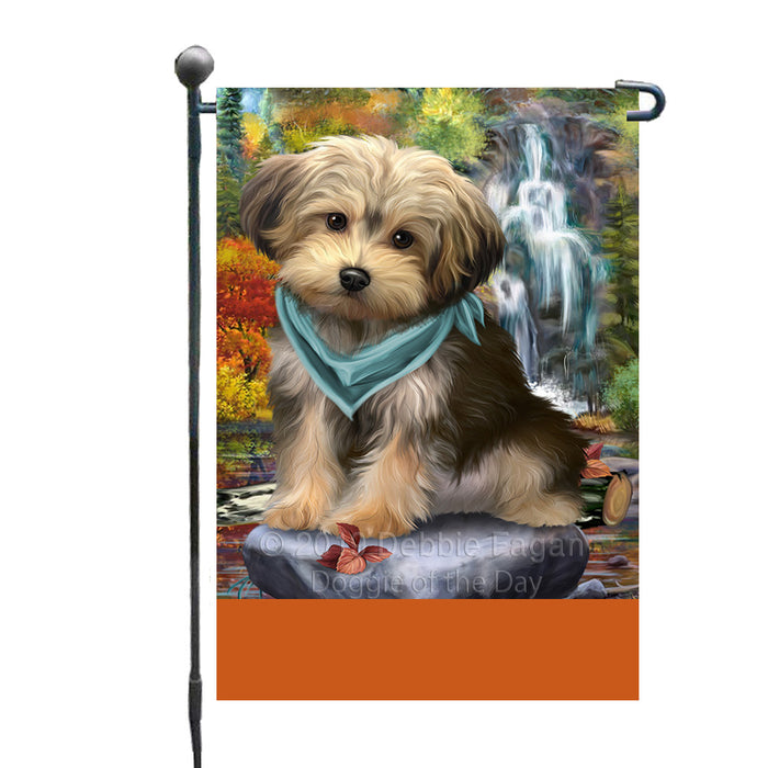 Personalized Scenic Waterfall Yorkipoo Dog Custom Garden Flags GFLG-DOTD-A61178