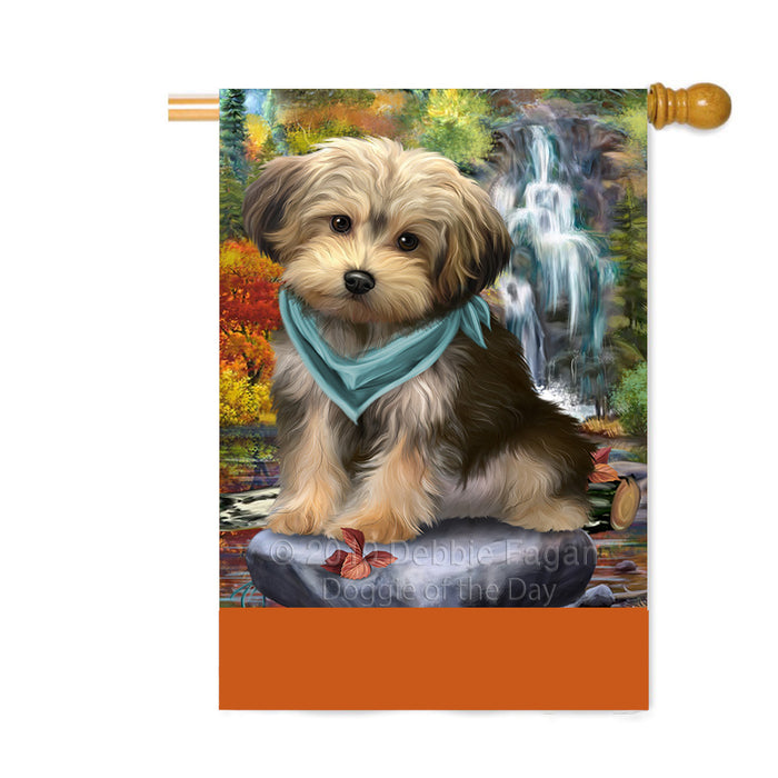 Personalized Scenic Waterfall Yorkipoo Dog Custom House Flag FLG-DOTD-A61234