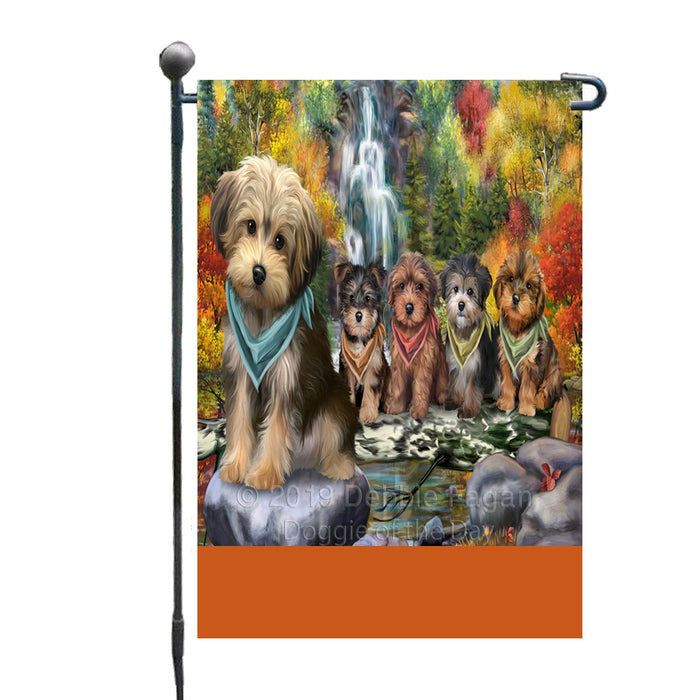 Personalized Scenic Waterfall Yorkipoo Dogs Custom Garden Flags GFLG-DOTD-A61174