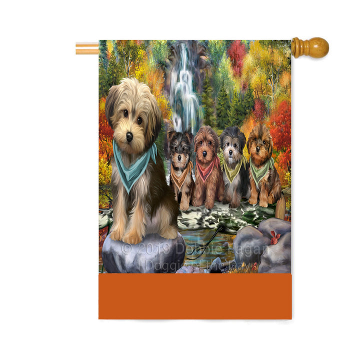 Personalized Scenic Waterfall Yorkipoo Dogs Custom House Flag FLG-DOTD-A61230