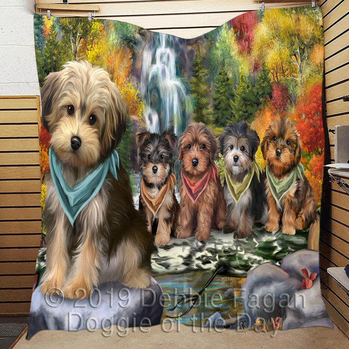 Scenic Waterfall Yorkipoo Dogs Quilt