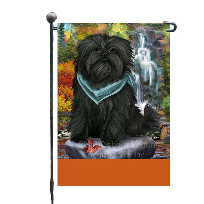 Personalized Scenic Waterfall Affenpinscher Dog Custom Garden Flags GFLG-DOTD-A60865