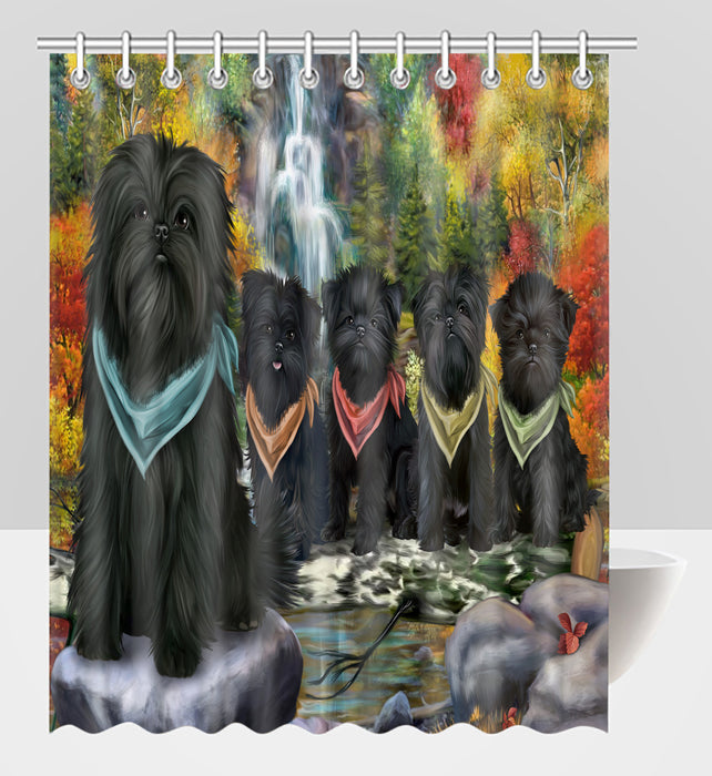 Scenic Waterfall Affenpinscher Dogs Shower Curtain