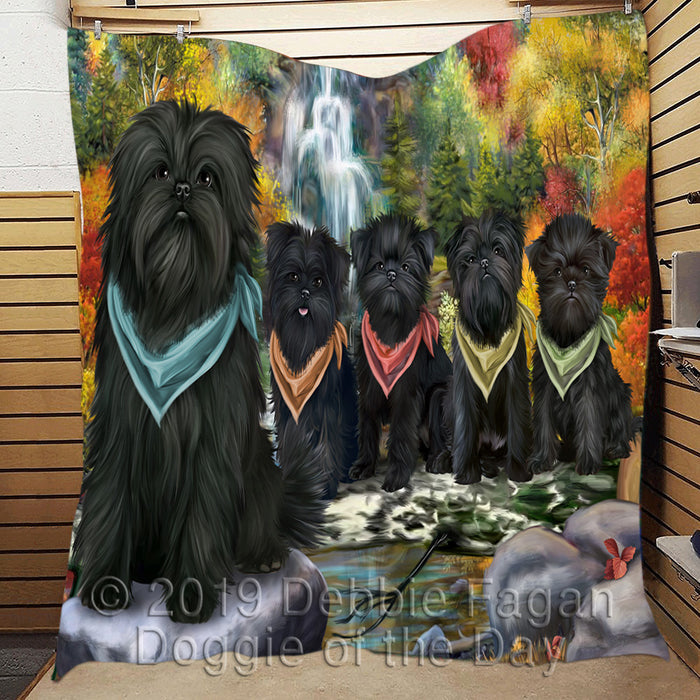 Scenic Waterfall Affenpinscher Dogs Quilt