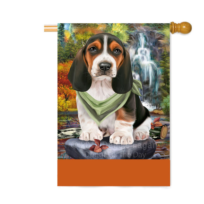 Personalized Scenic Waterfall Basset Hound Dog Custom House Flag FLG-DOTD-A60964
