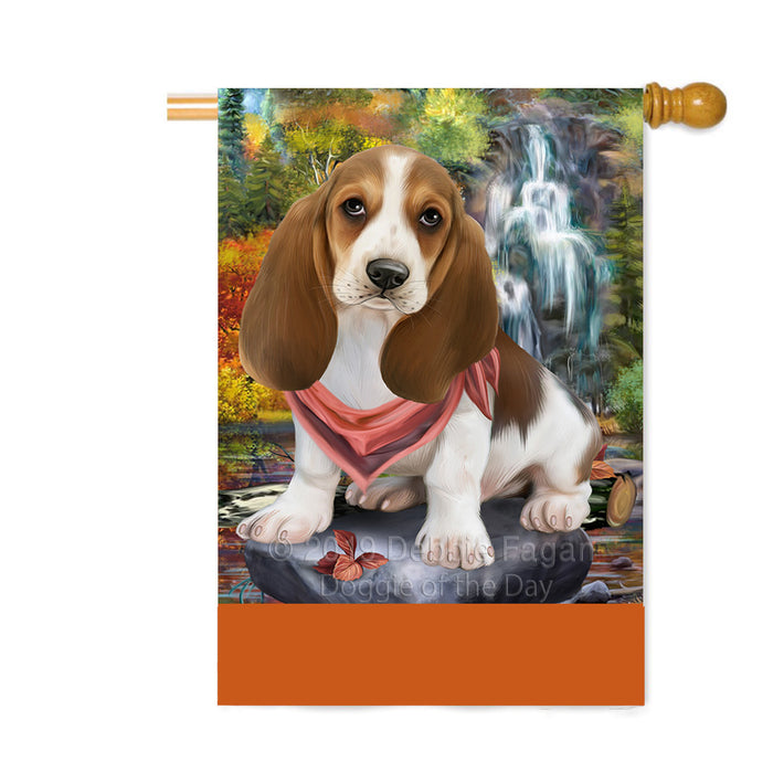 Personalized Scenic Waterfall Basset Hound Dog Custom House Flag FLG-DOTD-A60965