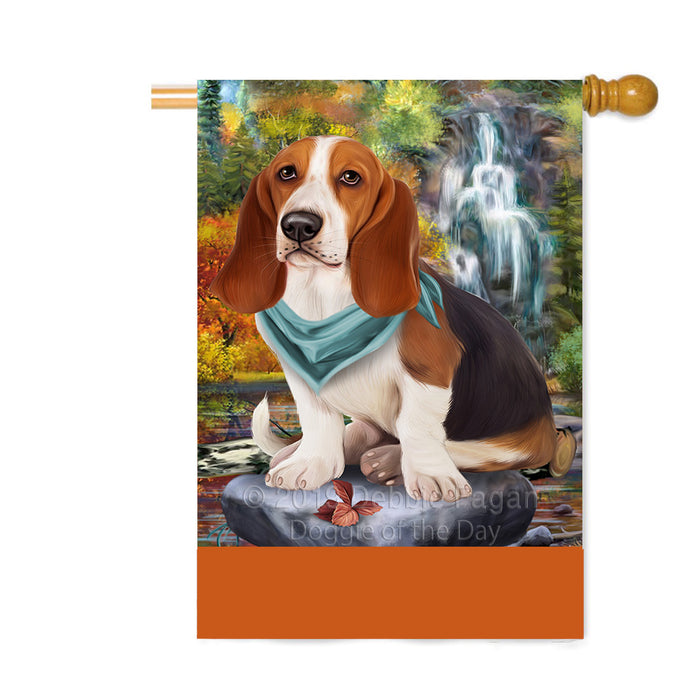 Personalized Scenic Waterfall Basset Hound Dog Custom House Flag FLG-DOTD-A60966
