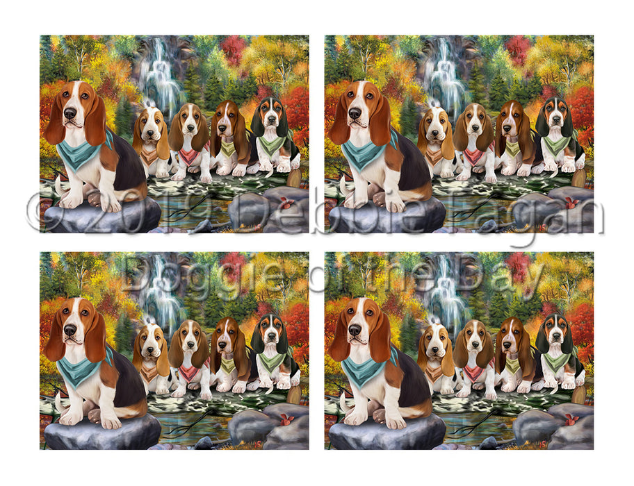 Scenic Waterfall Basset Hound Dogs Placemat