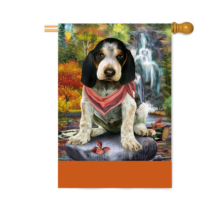 Personalized Scenic Waterfall Bluetick Coonhound Dog Custom House Flag FLG-DOTD-A60996