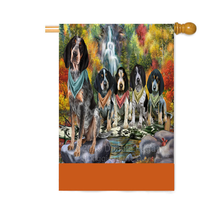 Personalized Scenic Waterfall Bluetick Coonhound Dogs Custom House Flag FLG-DOTD-A60994