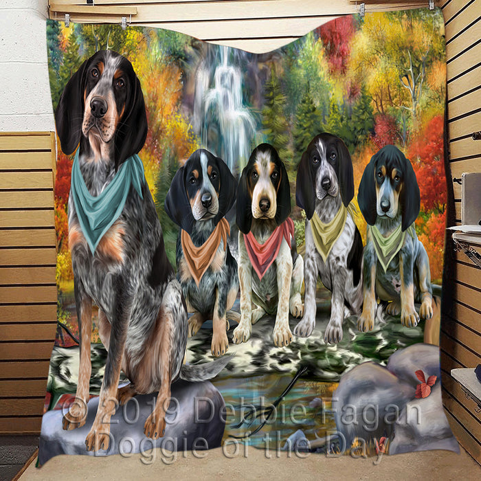 Scenic Waterfall Bluetick Coonhound Dogs Quilt