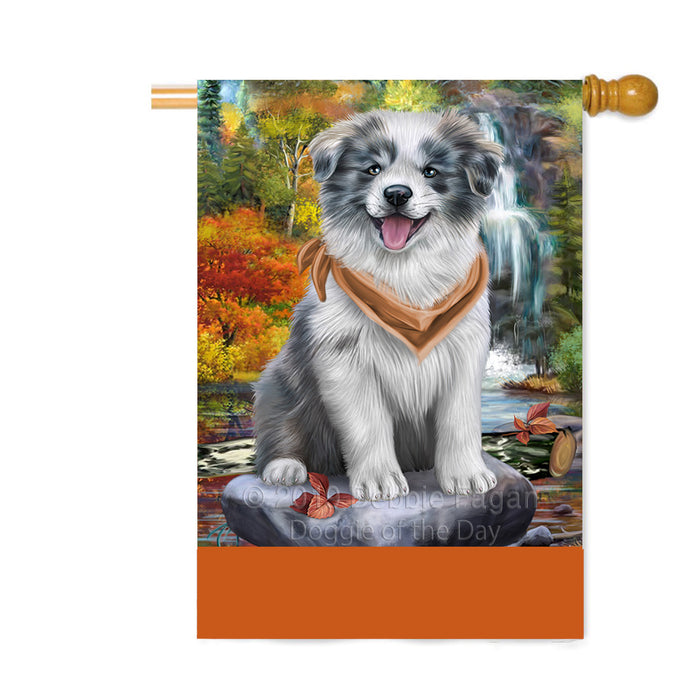 Personalized Scenic Waterfall Border Collie Dog Custom House Flag FLG-DOTD-A60999