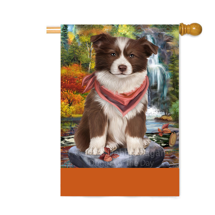 Personalized Scenic Waterfall Border Collie Dog Custom House Flag FLG-DOTD-A61000