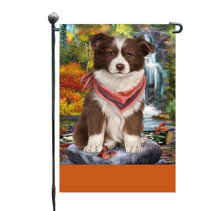 Personalized Scenic Waterfall Border Collie Dog Custom Garden Flags GFLG-DOTD-A60944