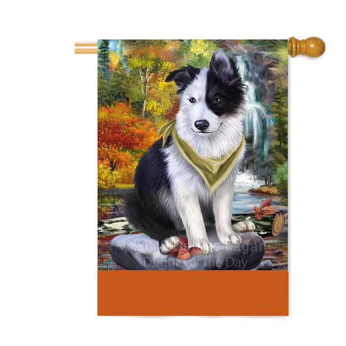 Personalized Scenic Waterfall Border Collie Dog Custom House Flag FLG-DOTD-A61001