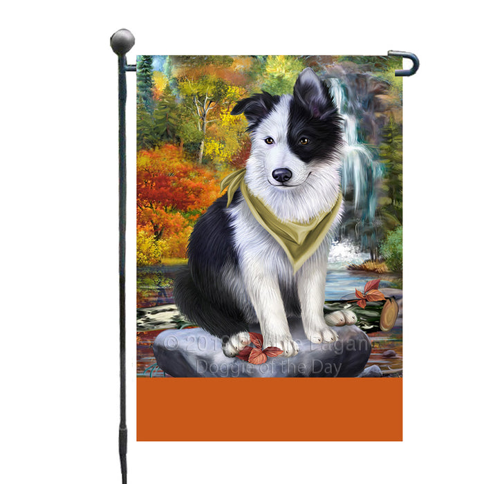 Personalized Scenic Waterfall Border Collie Dog Custom Garden Flags GFLG-DOTD-A60945