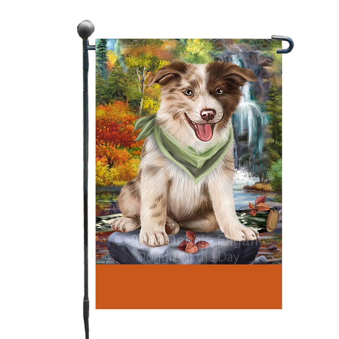 Personalized Scenic Waterfall Border Collie Dog Custom Garden Flags GFLG-DOTD-A60946