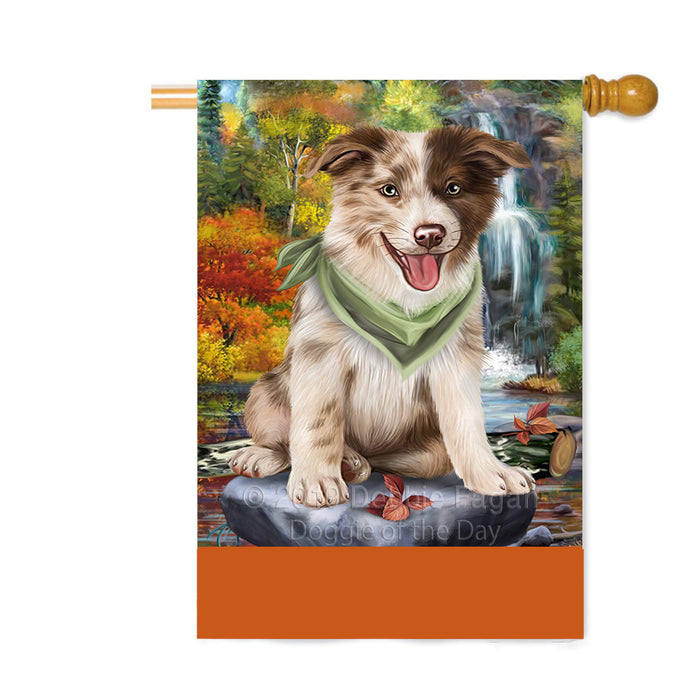 Personalized Scenic Waterfall Border Collie Dog Custom House Flag FLG-DOTD-A61002