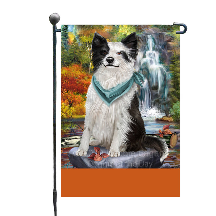 Personalized Scenic Waterfall Border Collie Dog Custom Garden Flags GFLG-DOTD-A60947