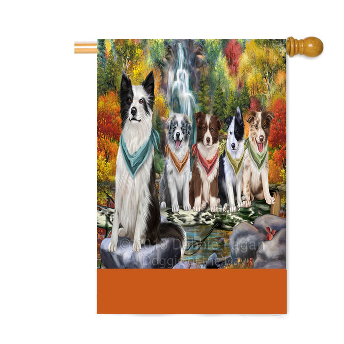 Personalized Scenic Waterfall Border Collie Dogs Custom House Flag FLG-DOTD-A60998