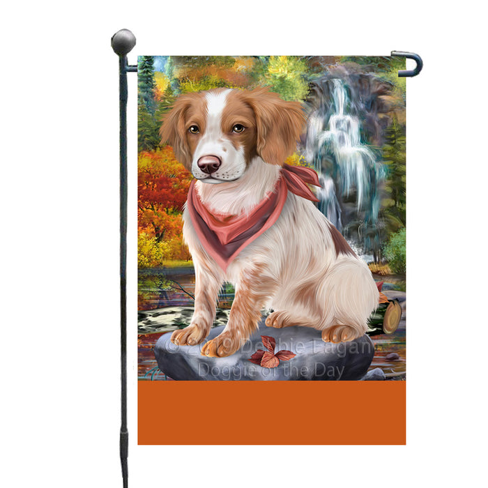 Personalized Scenic Waterfall Brittany Spaniel Dog Custom Garden Flags GFLG-DOTD-A60949