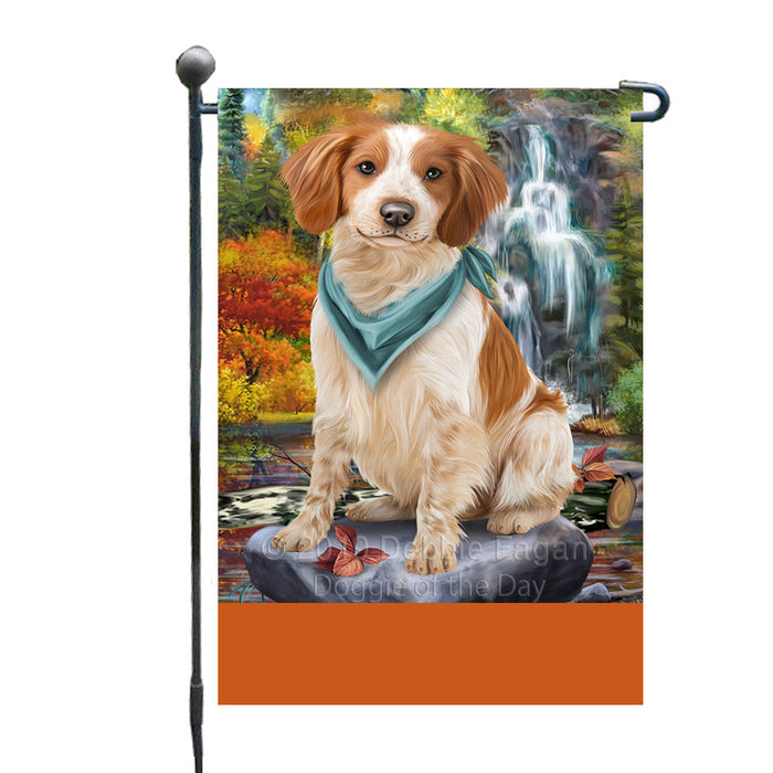 Personalized Scenic Waterfall Brittany Spaniel Dog Custom Garden Flags GFLG-DOTD-A60951
