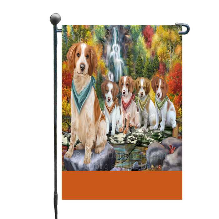 Personalized Scenic Waterfall Brittany Spaniel Dogs Custom Garden Flags GFLG-DOTD-A60948