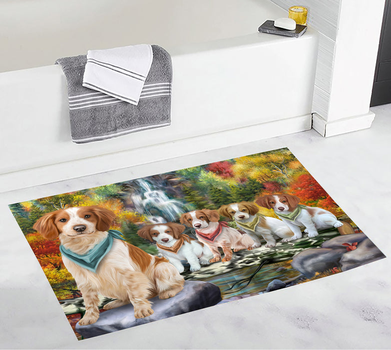 Scenic Waterfall Brittany Spaniel Dogs Bath Mat