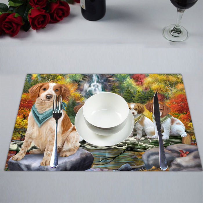 Scenic Waterfall Brittany Spaniel Dogs Placemat