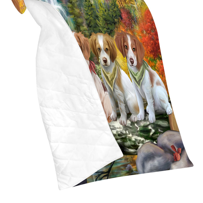 Scenic Waterfall Brittany Spaniel Dogs Quilt