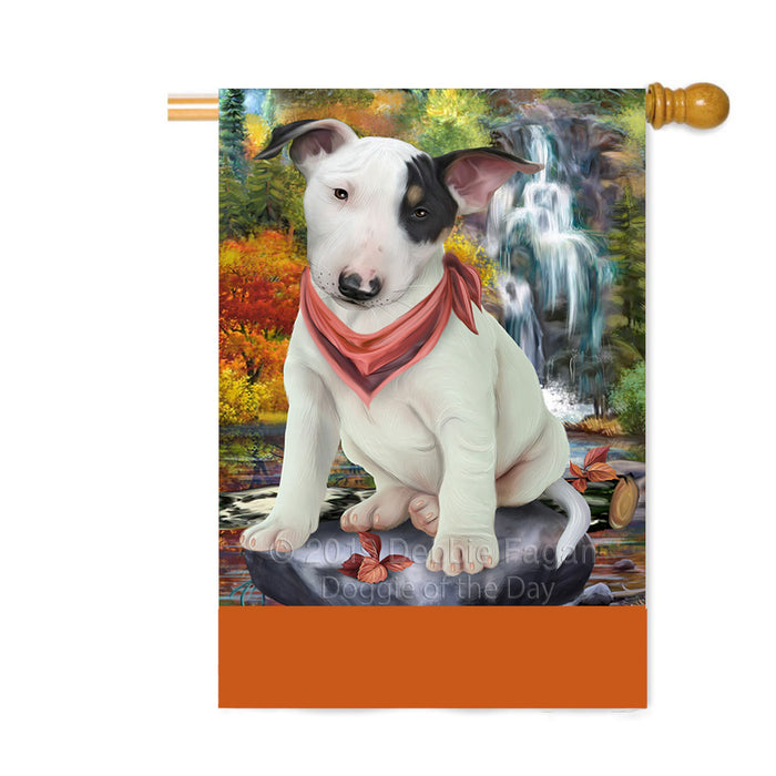Personalized Scenic Waterfall Bull Terrier Dog Custom House Flag FLG-DOTD-A61011