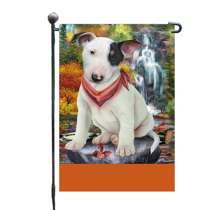Personalized Scenic Waterfall Bull Terrier Dog Custom Garden Flags GFLG-DOTD-A60955