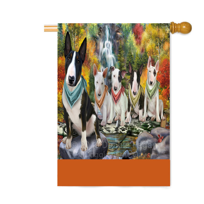 Personalized Scenic Waterfall Bull Terrier Dogs Custom House Flag FLG-DOTD-A61008
