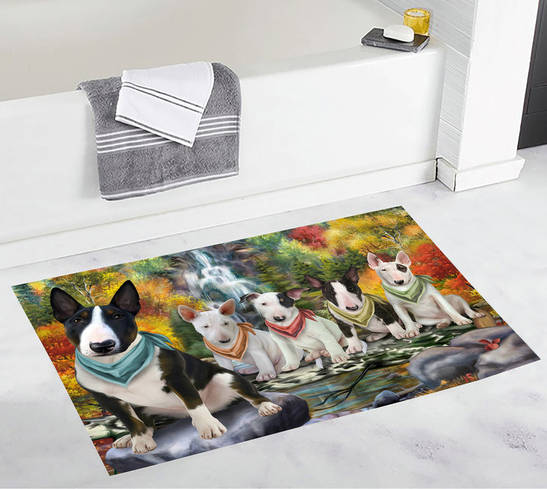 Scenic Waterfall Bull Terrier Dogs Bath Mat