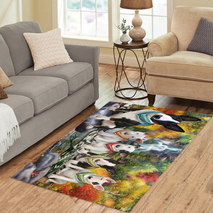 Scenic Waterfall Bull Terrier Dogs Area Rug