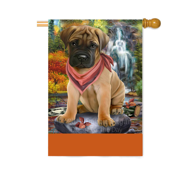 Personalized Scenic Waterfall Bullmastiff Dog Custom House Flag FLG-DOTD-A61015