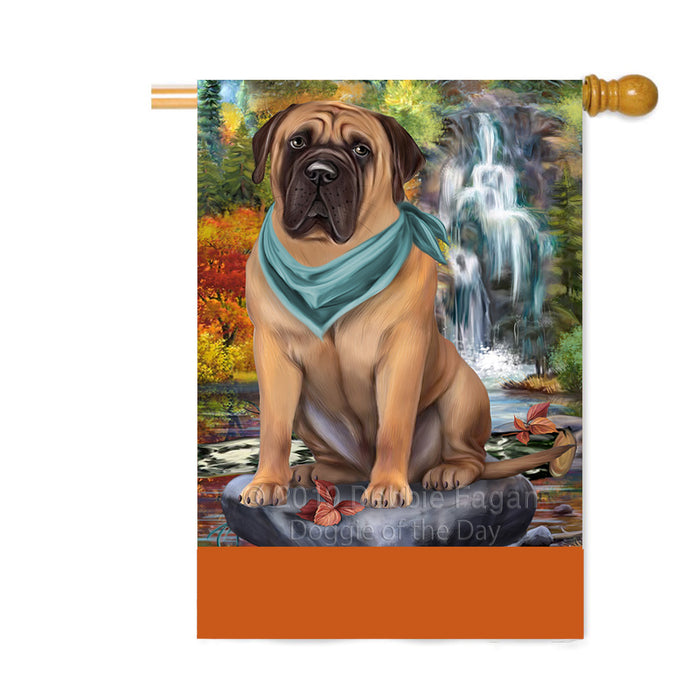 Personalized Scenic Waterfall Bullmastiff Dog Custom House Flag FLG-DOTD-A61016