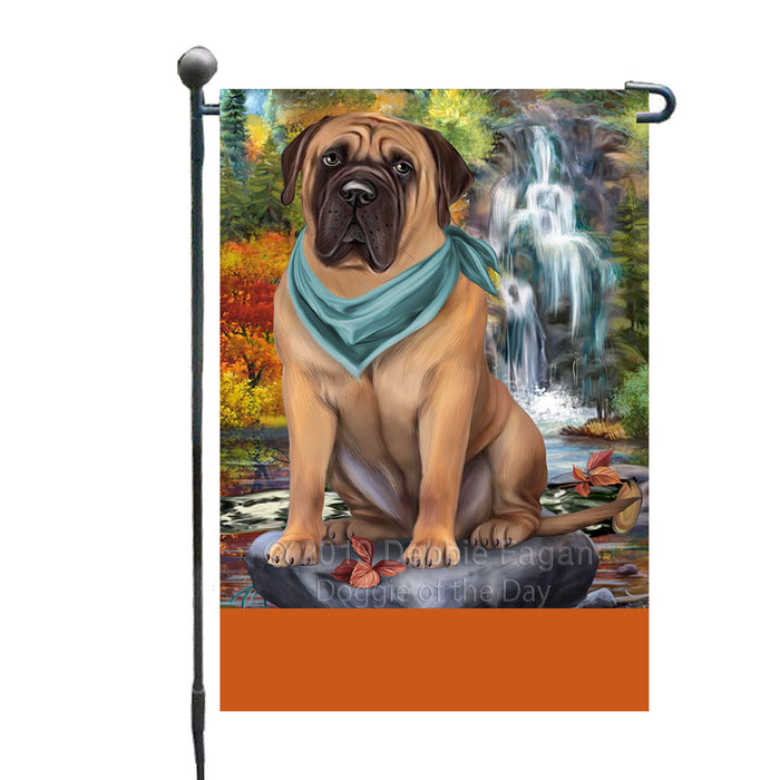 Personalized Scenic Waterfall Bullmastiff Dog Custom Garden Flags GFLG-DOTD-A60960