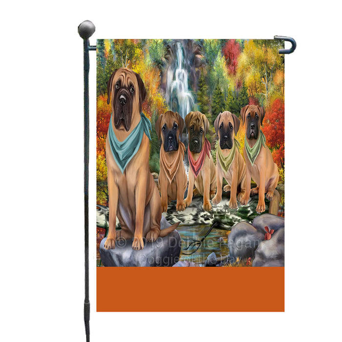 Personalized Scenic Waterfall Bullmastiff Dogs Custom Garden Flags GFLG-DOTD-A60958